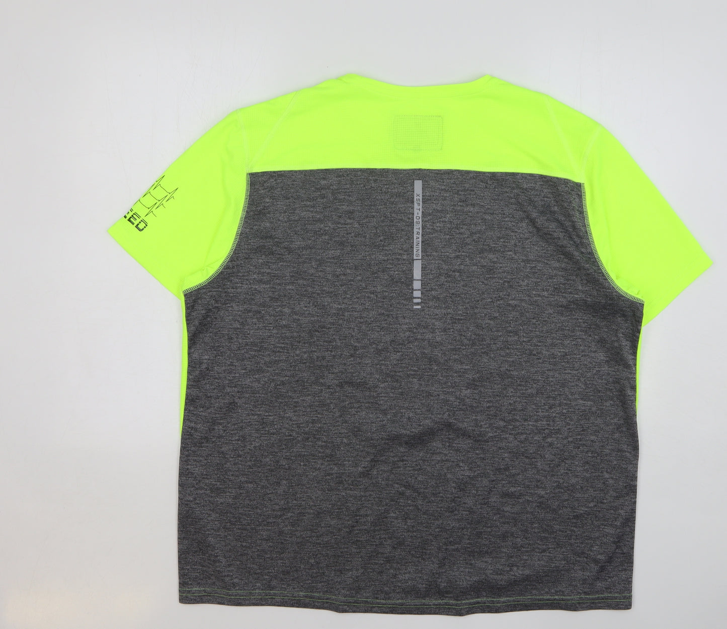 Workout Mens Green Polyester Basic T-Shirt Size 2XL Round Neck Pullover