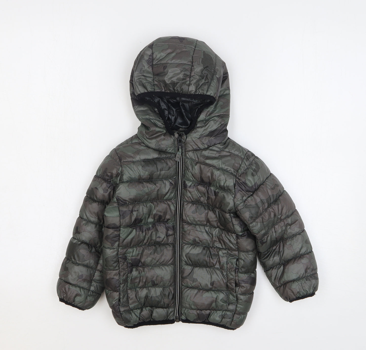 NEXT Boys Green Camouflage Puffer Jacket Jacket Size 2-3 Years Zip