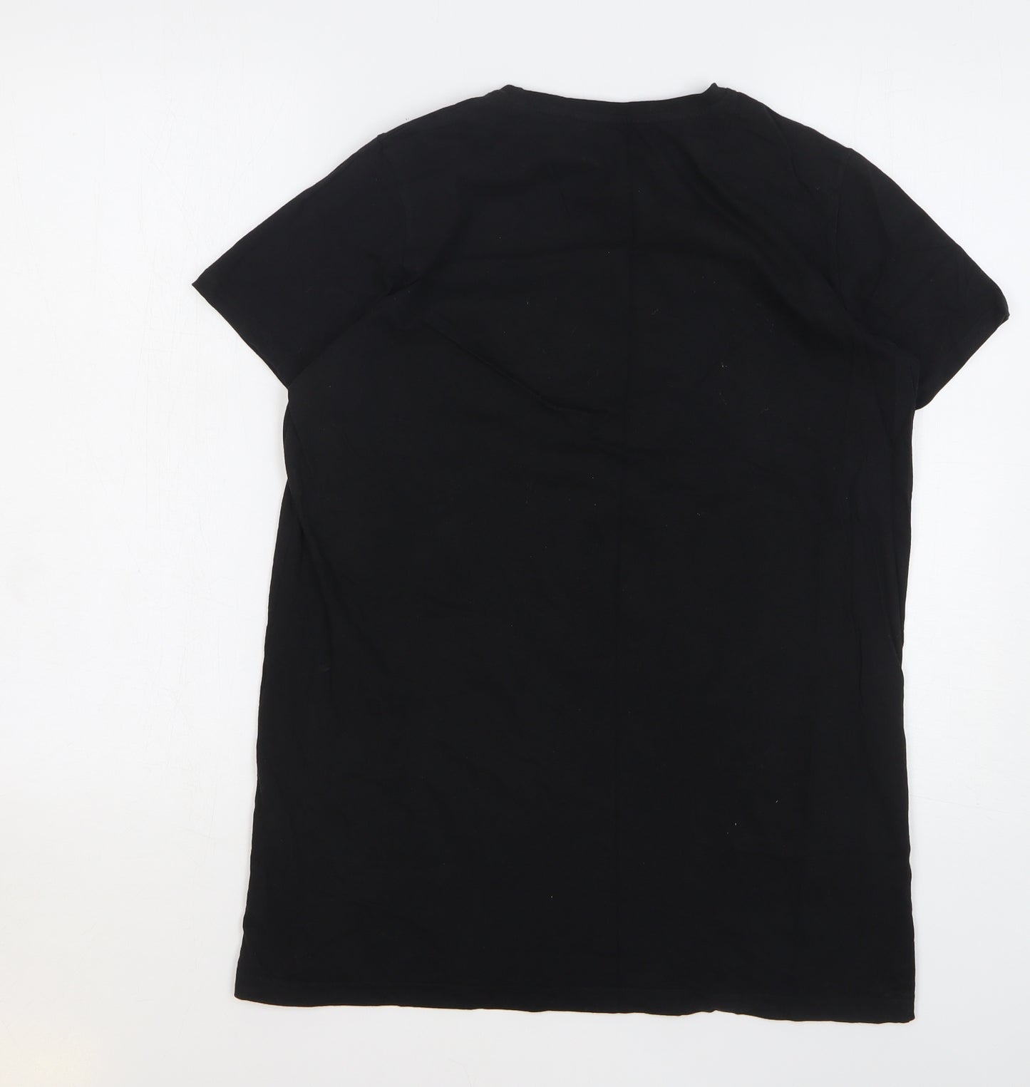 Primark Boys Black Floral Cotton Basic T-Shirt Size 14-15 Years Round Neck Pullover - Palm Springs