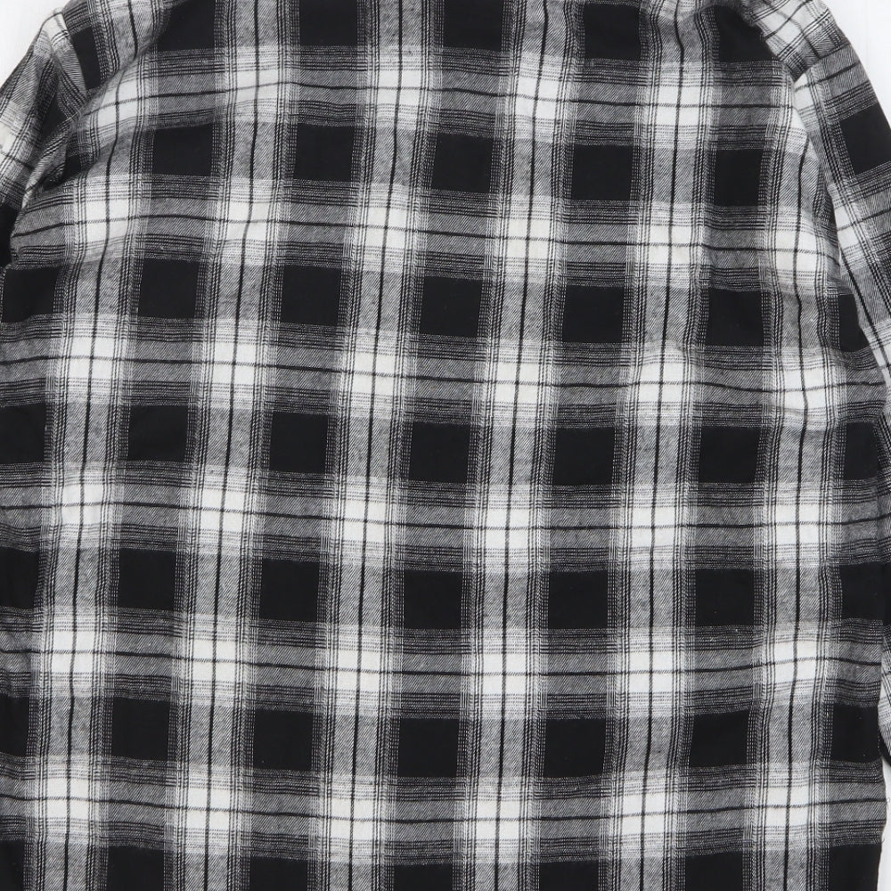 PRETTYLITTLETHING Womens Grey Plaid Cotton Basic Button-Up Size S Collared