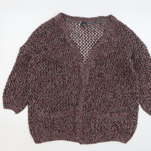 Sparkle & Fade Womens Red V-Neck Acrylic Cardigan Jumper Size M
