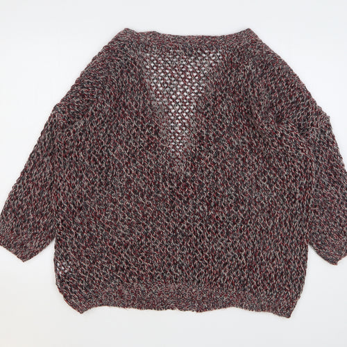 Sparkle & Fade Womens Red V-Neck Acrylic Cardigan Jumper Size M