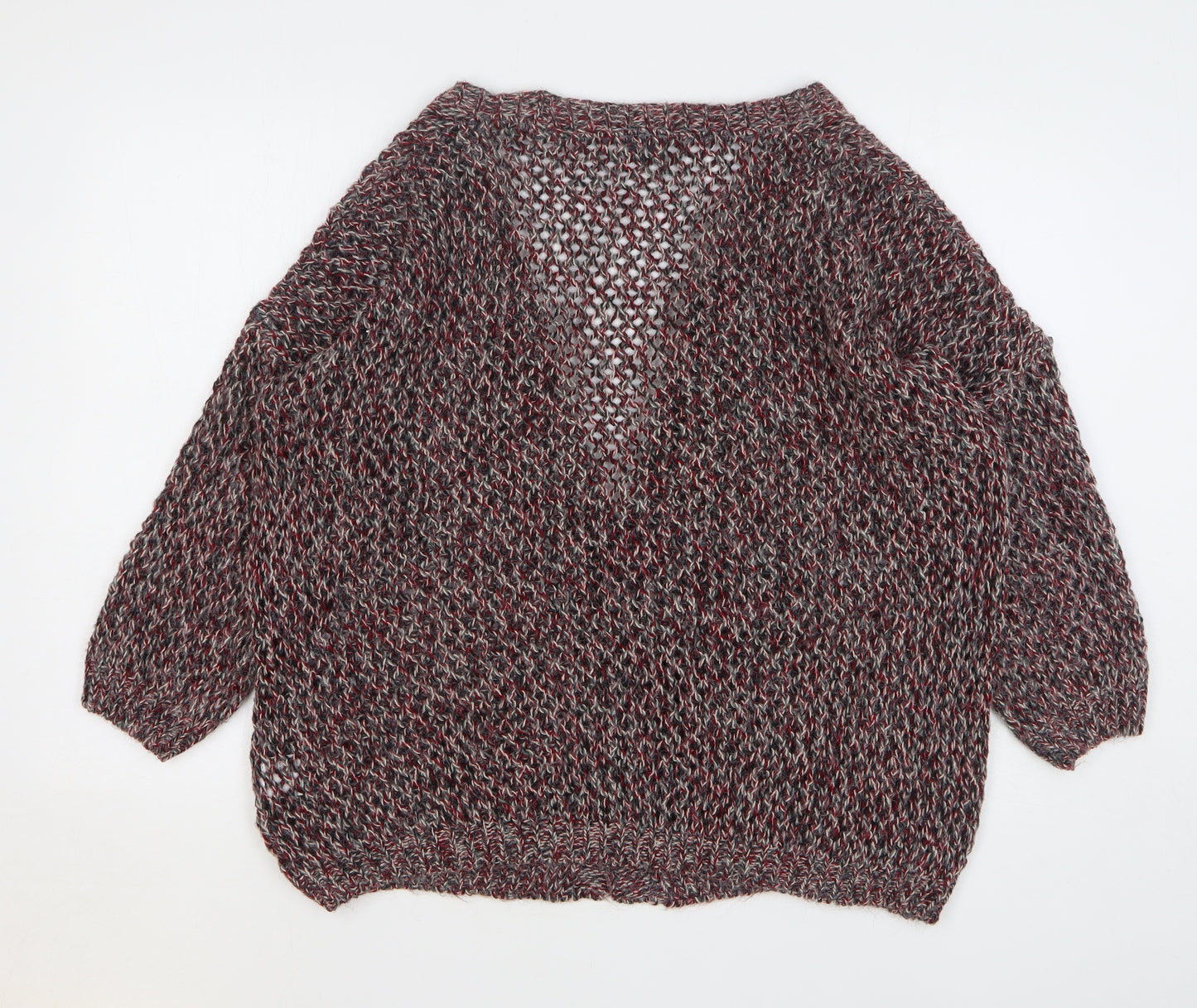 Sparkle & Fade Womens Red V-Neck Acrylic Cardigan Jumper Size M