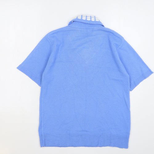 Glimpse Womens Blue V-Neck Polyester Pullover Jumper Size S