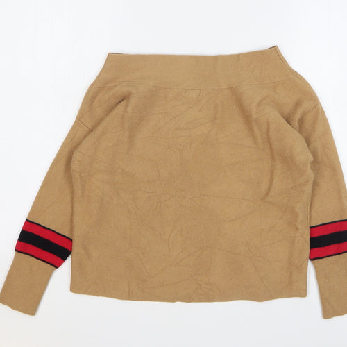 River Island Womens Beige Boat Neck Striped Viscose Pullover Jumper Size 10