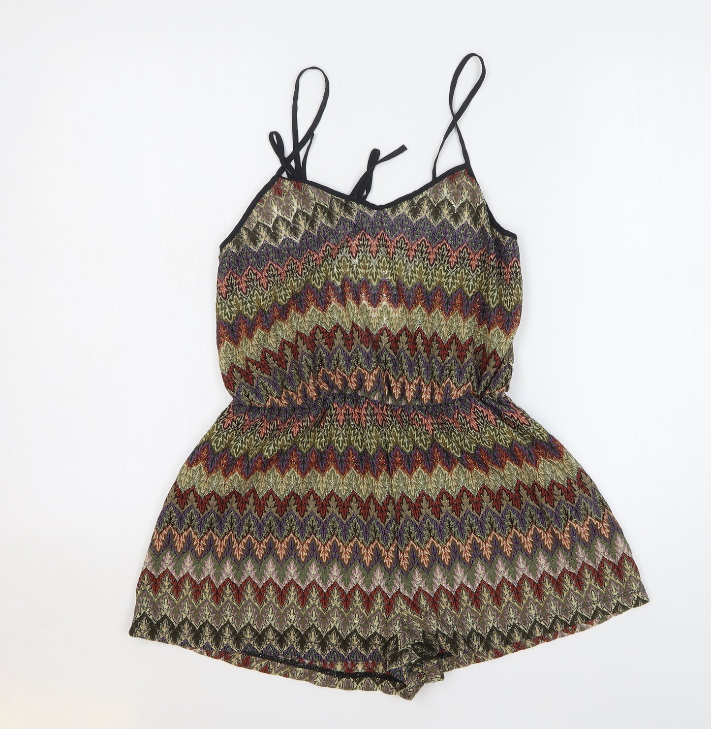Topshop Womens Multicoloured Geometric Polyester Playsuit One-Piece Size S L3 in Pullover