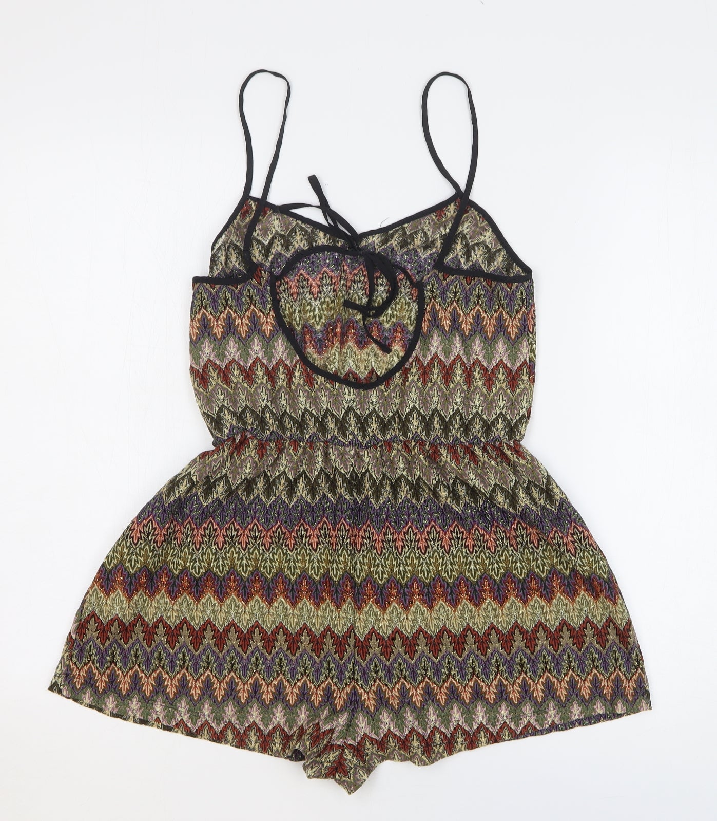 Topshop Womens Multicoloured Geometric Polyester Playsuit One-Piece Size S L3 in Pullover