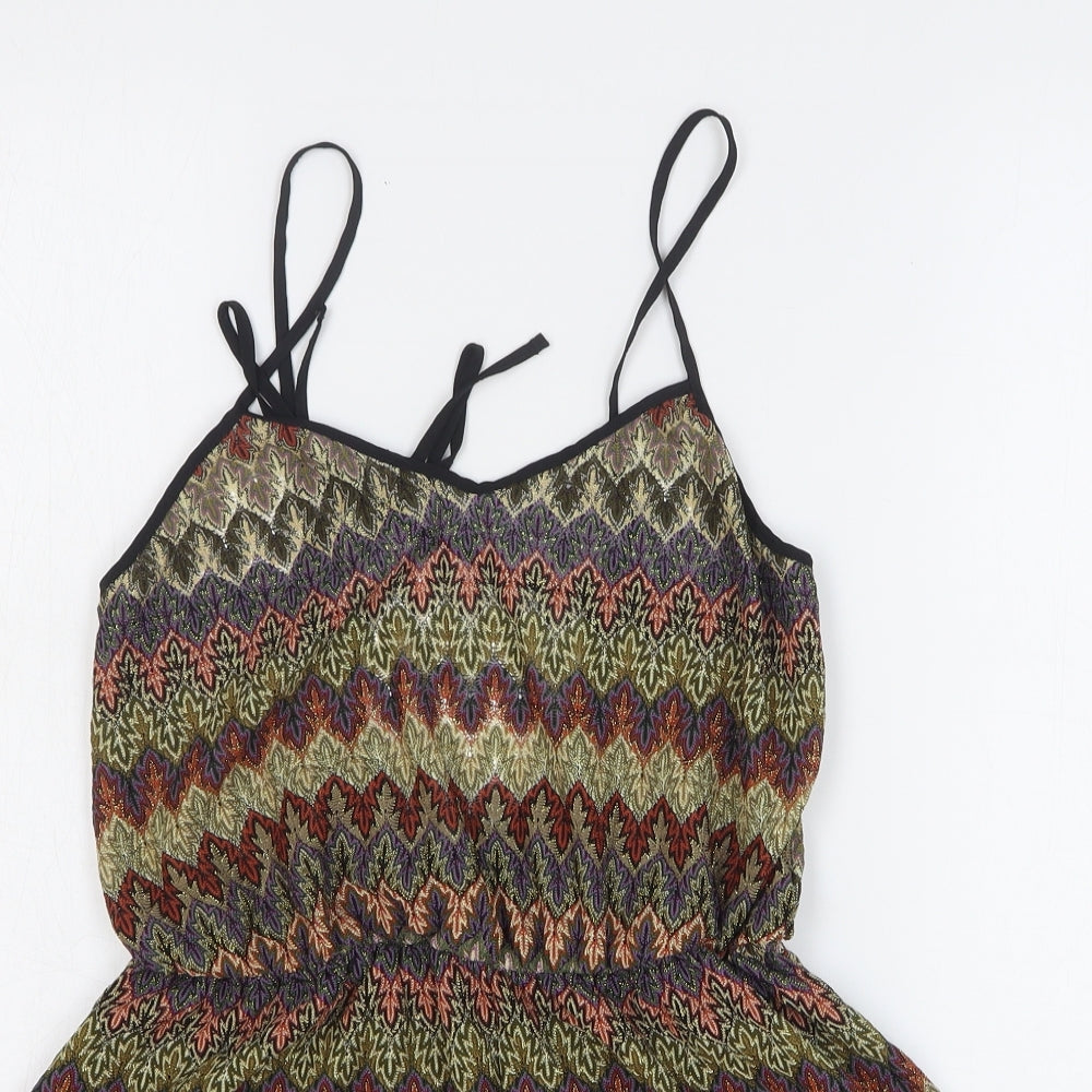 Topshop Womens Multicoloured Geometric Polyester Playsuit One-Piece Size S L3 in Pullover