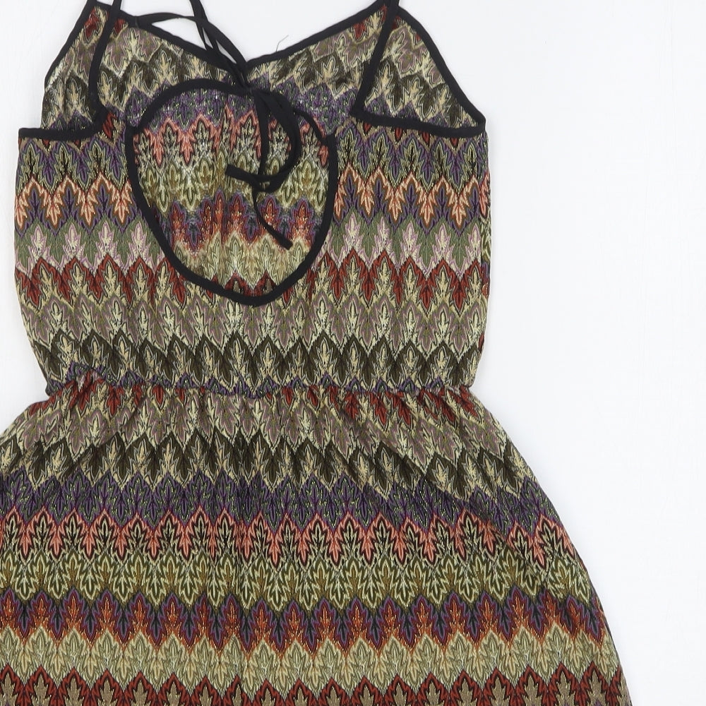 Topshop Womens Multicoloured Geometric Polyester Playsuit One-Piece Size S L3 in Pullover