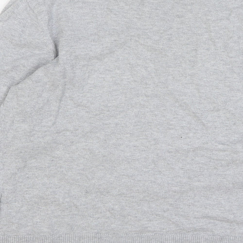 Oasis Womens Grey Round Neck Cotton Pullover Jumper Size M