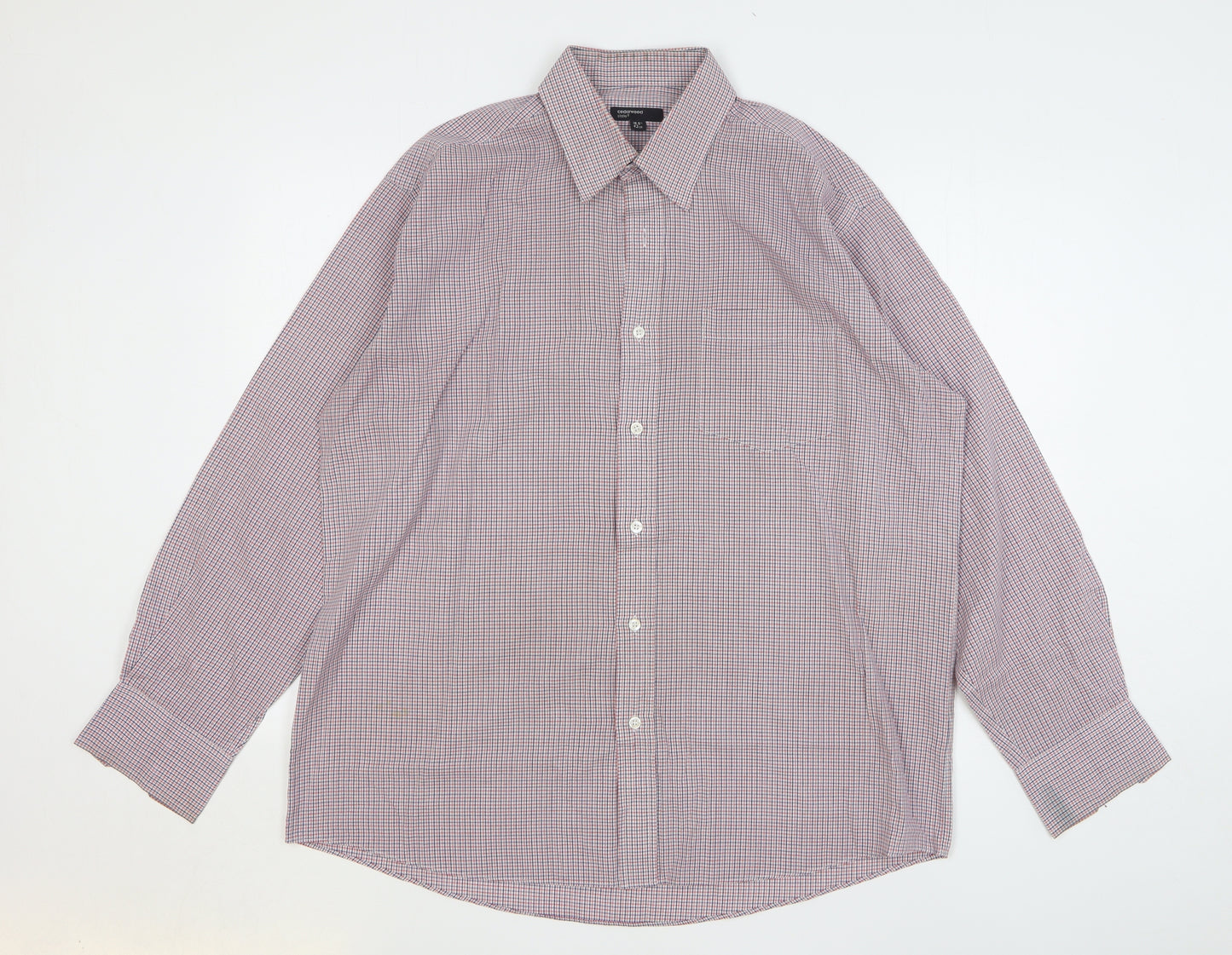 Cedar Wood State Mens Multicoloured Check Cotton Dress Shirt Size 16.5 Collared Button