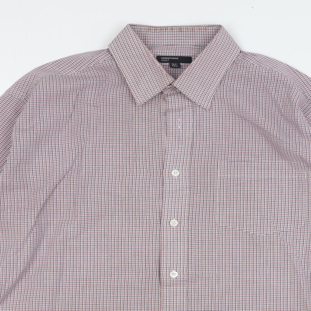 Cedar Wood State Mens Multicoloured Check Cotton Dress Shirt Size 16.5 Collared Button