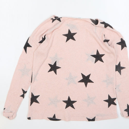 H&M Girls Pink Round Neck Geometric Polyester Pullover Jumper Size 11-12 Years Pullover