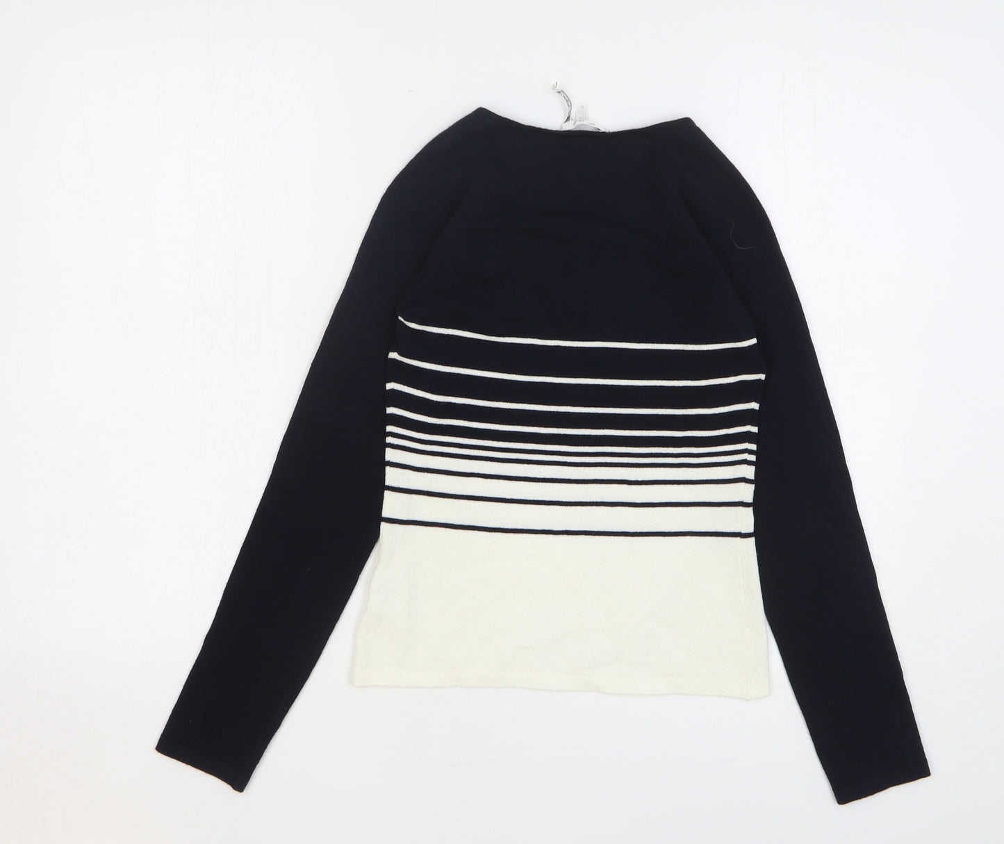 Max Mara Womens Blue V-Neck Striped Viscose Pullover Jumper Size S