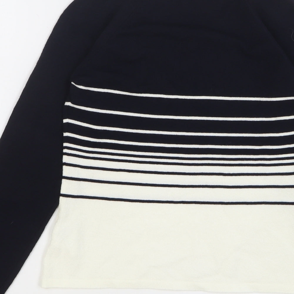 Max Mara Womens Blue V-Neck Striped Viscose Pullover Jumper Size S