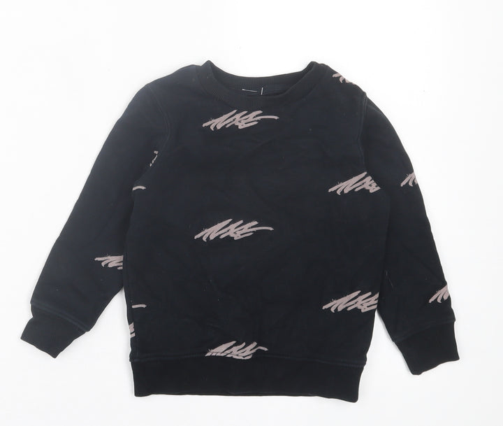 NEXT Girls Black Geometric Cotton Pullover Sweatshirt Size 3 Years Pullover