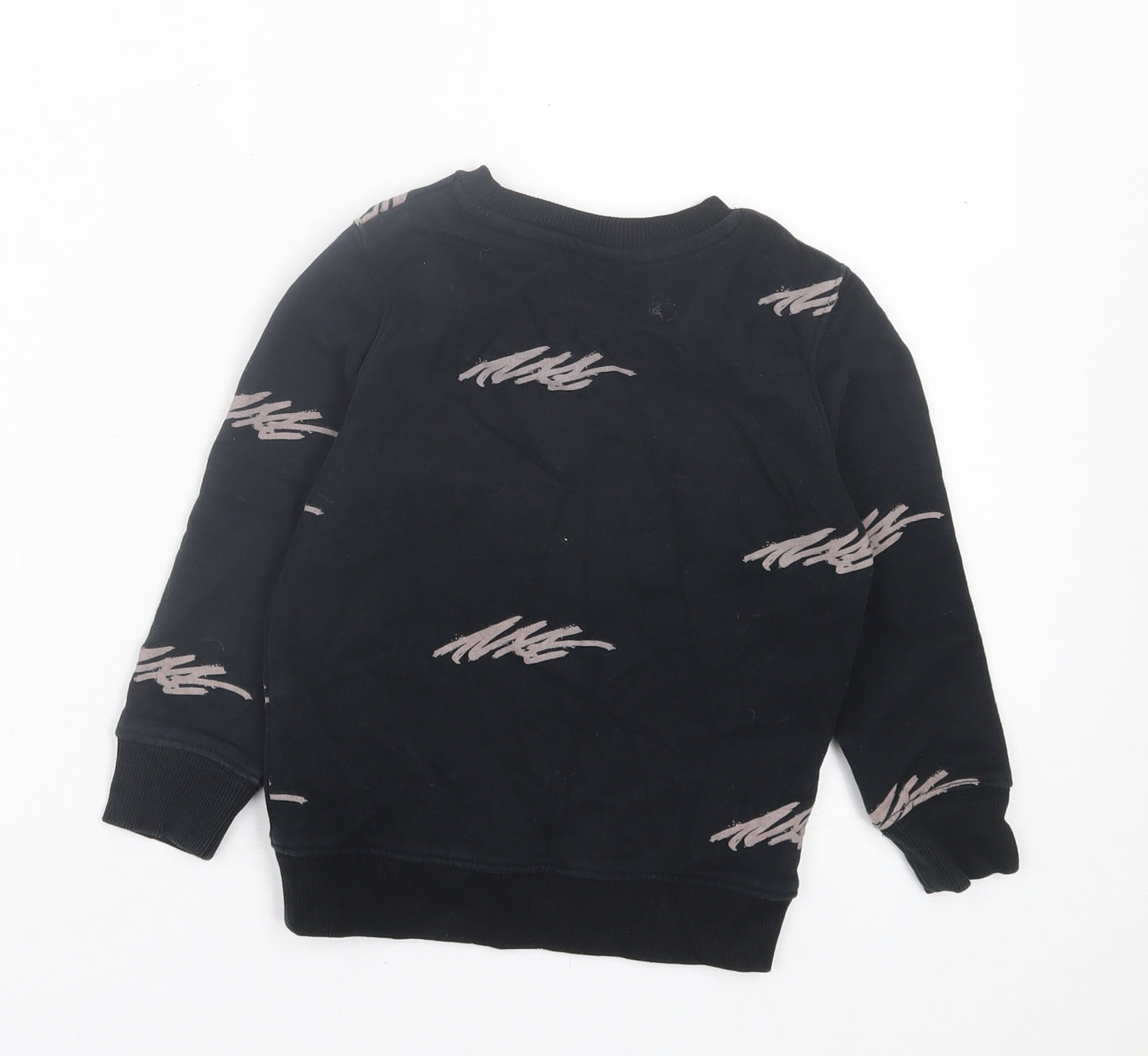NEXT Girls Black Geometric Cotton Pullover Sweatshirt Size 3 Years Pullover