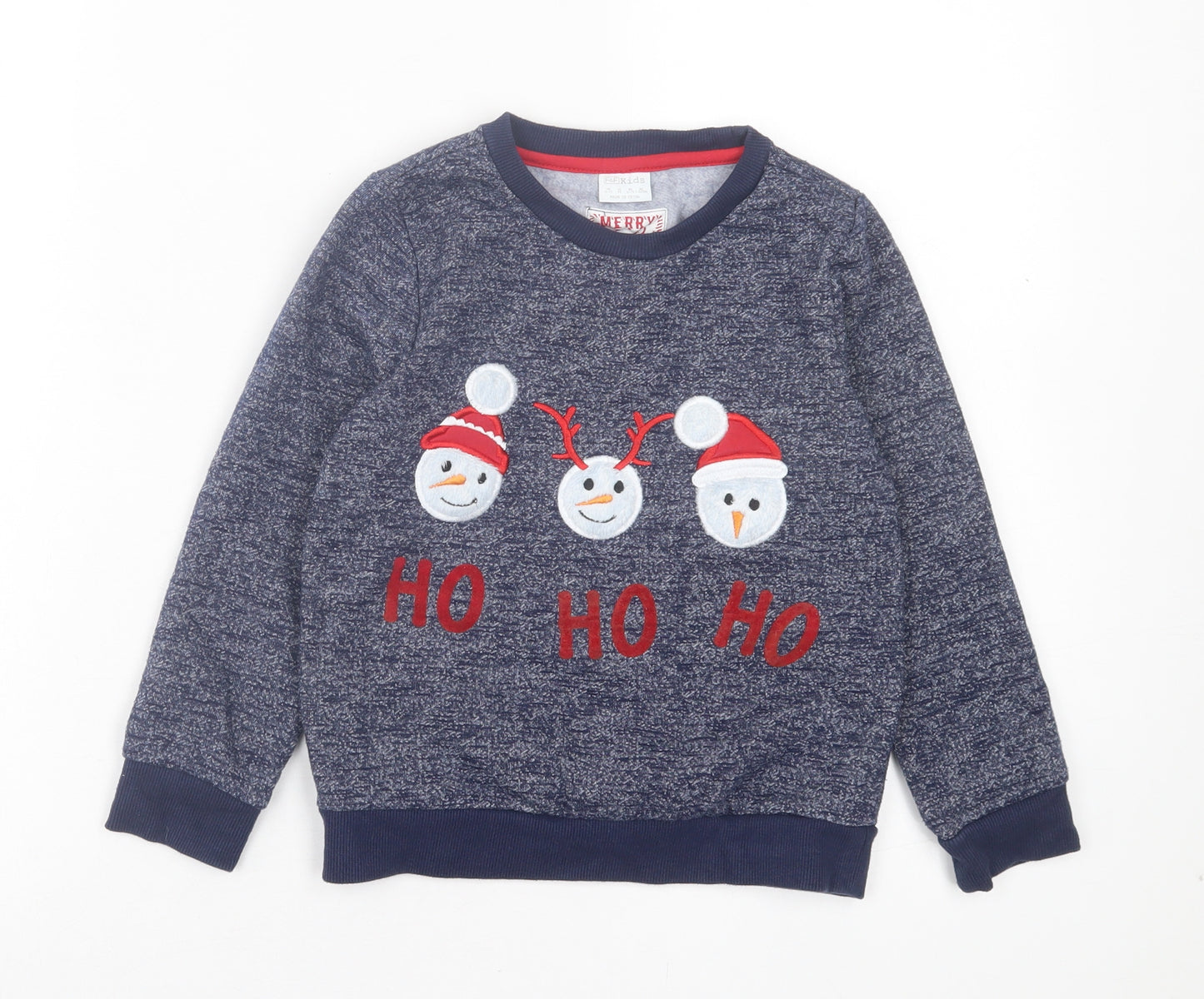 F&F Boys Blue Polyester Pullover Sweatshirt Size 6-7 Years Pullover - Christmas