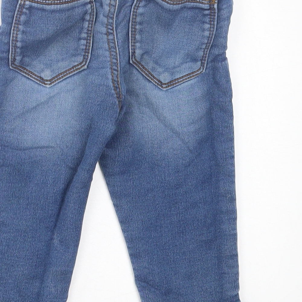 F&F Baby Blue Cotton Jogger Trousers Size 9-12 Months Button