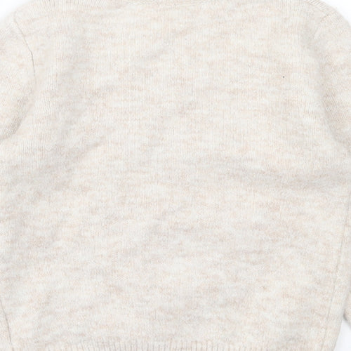Matalan Girls Beige Crew Neck Acrylic Pullover Jumper Size 7 Years Pullover - Unicorn
