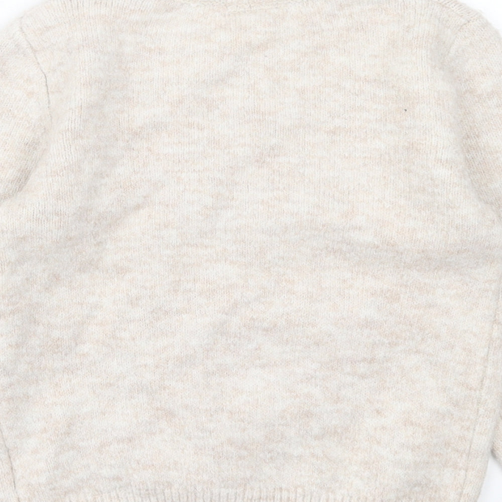 Matalan Girls Beige Crew Neck Acrylic Pullover Jumper Size 7 Years Pullover - Unicorn