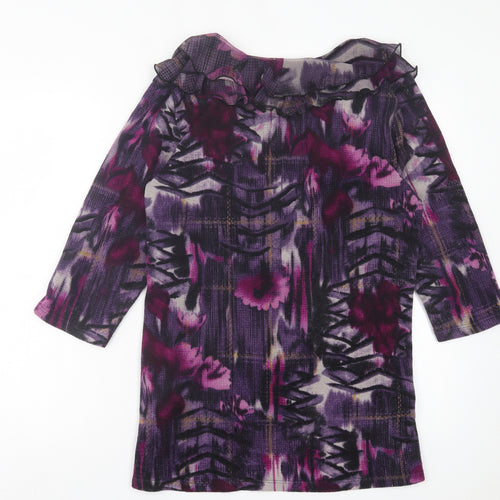 Christopher & Banks Womens Pink V-Neck Geometric Polyester Cardigan Jumper Size L