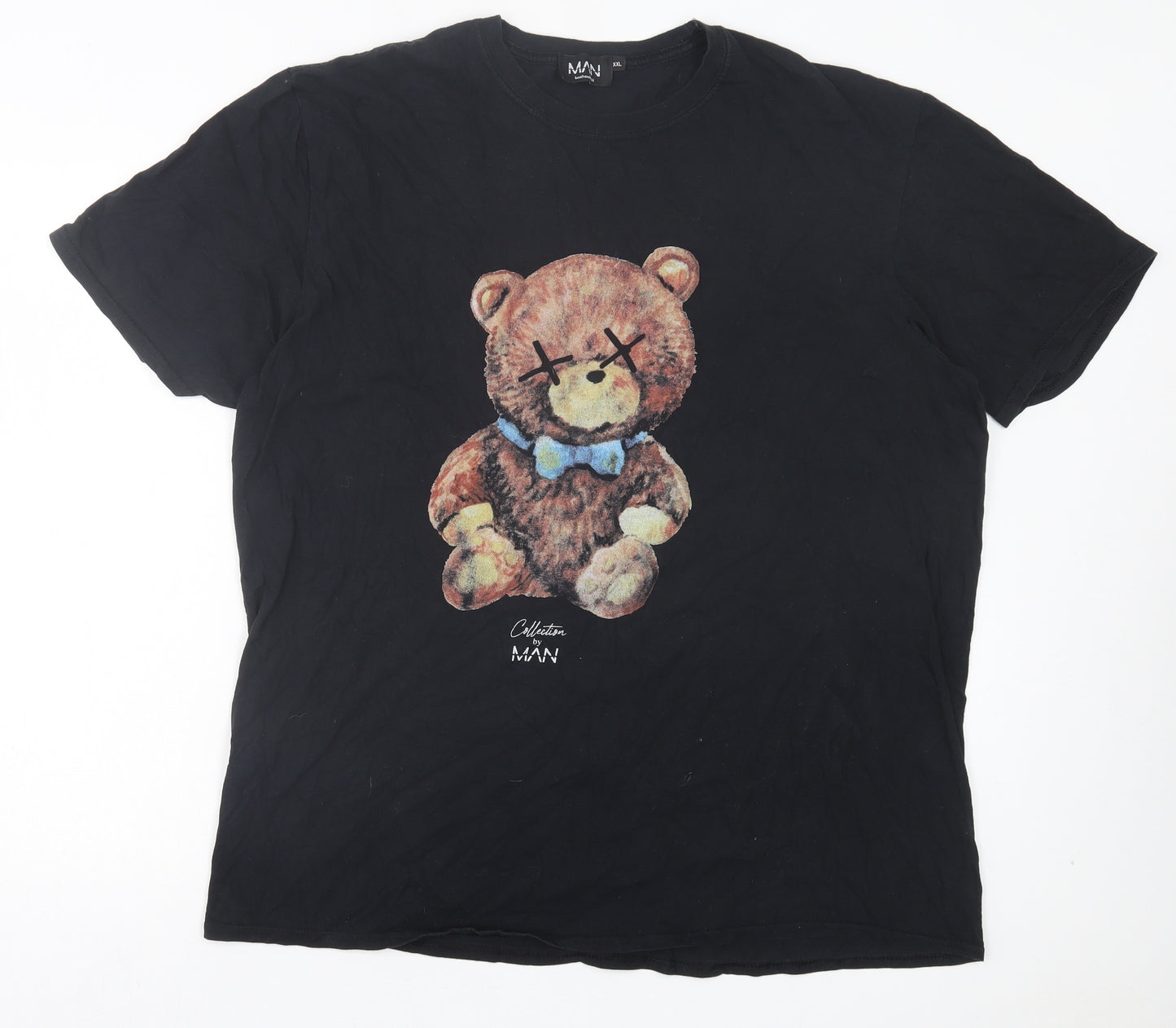 Boohoo Mens Black Polyester T-Shirt Size 2XL Crew Neck - Teddy