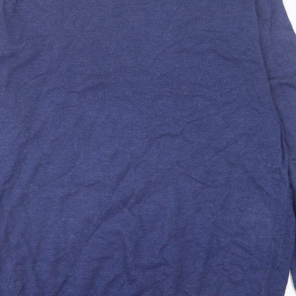 John Lewis Mens Blue V-Neck Cotton Pullover Jumper Size XL