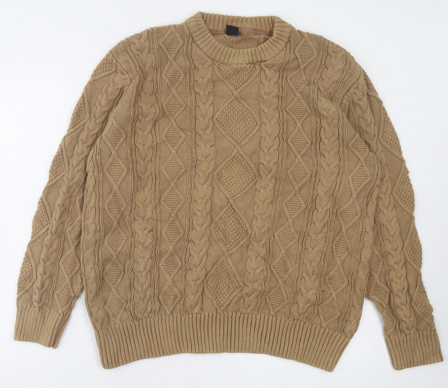 Cotton Traders Mens Brown Crew Neck Cotton Pullover Jumper Size XL