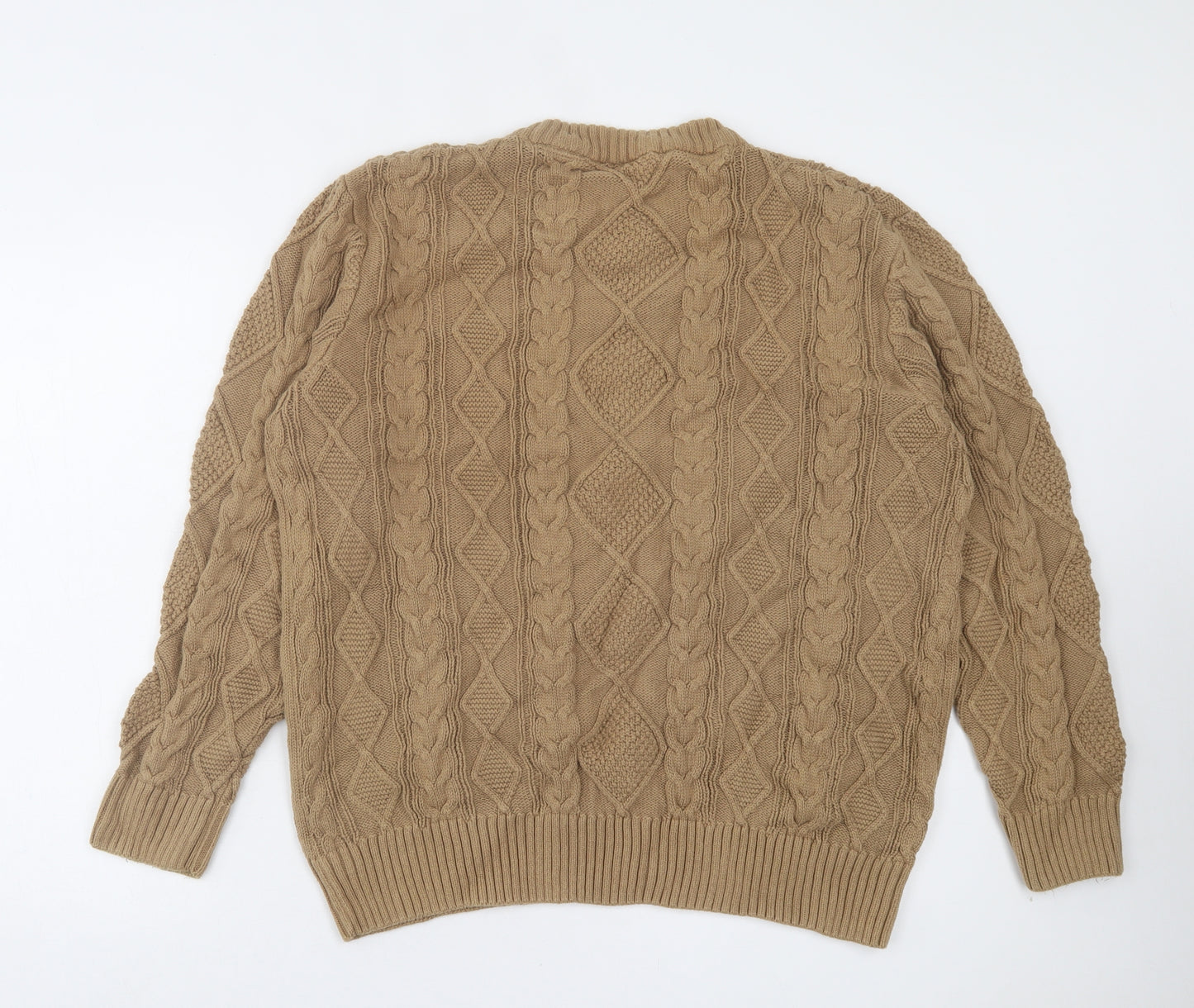 Cotton Traders Mens Brown Crew Neck Cotton Pullover Jumper Size XL