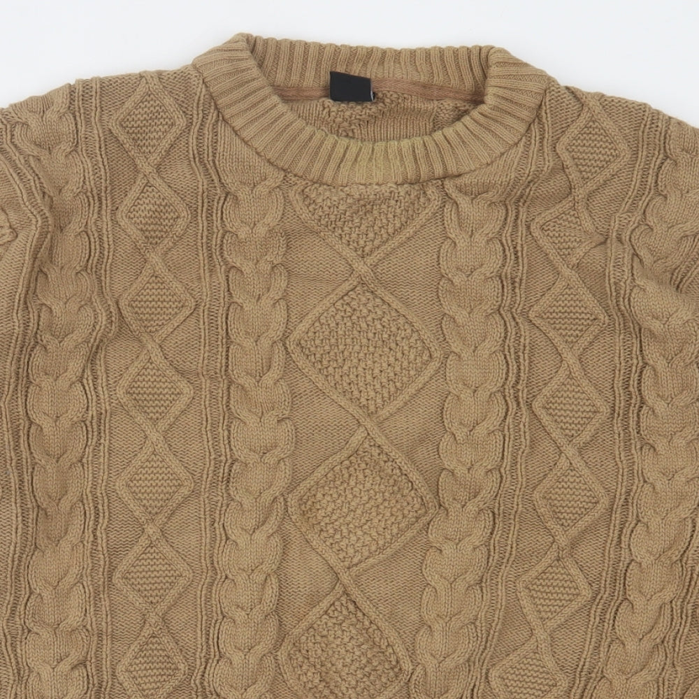 Cotton Traders Mens Brown Crew Neck Cotton Pullover Jumper Size XL