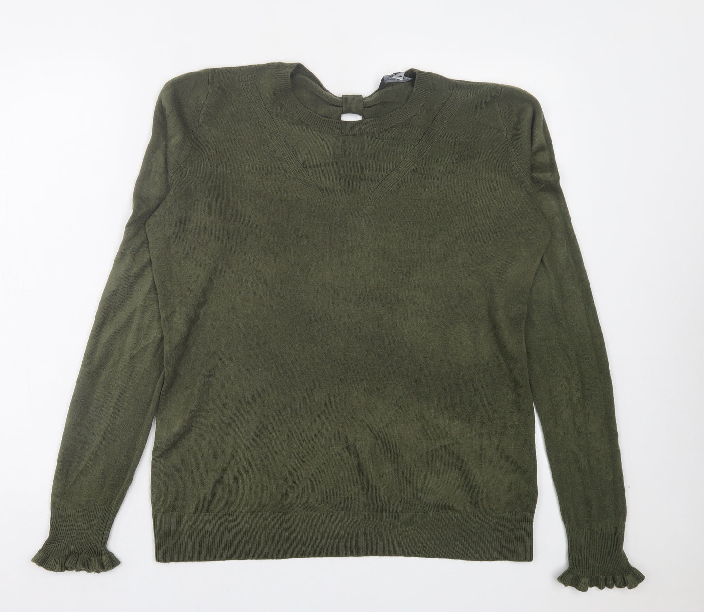 Dorothy Perkins Womens Green Crew Neck Acrylic Pullover Jumper Size 14