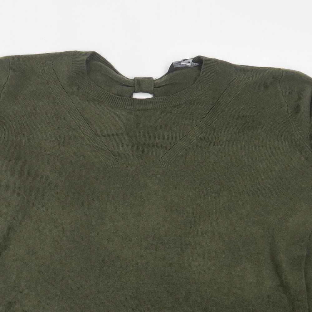 Dorothy Perkins Womens Green Crew Neck Acrylic Pullover Jumper Size 14