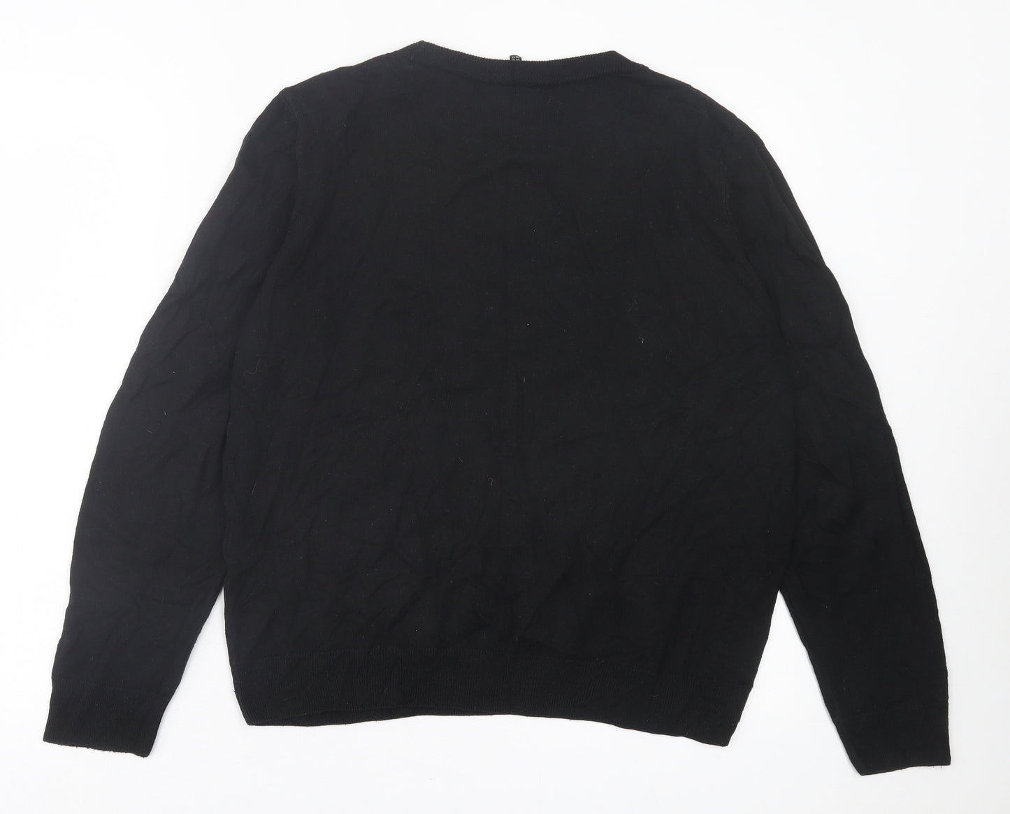 F&F Womens Black Crew Neck Geometric Cotton Pullover Jumper Size 14 - Rainbows