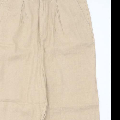 TU Womens Beige Linen Cropped Trousers Size 14 L20 in Regular Button