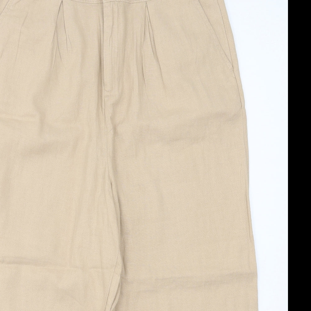 TU Womens Beige Linen Cropped Trousers Size 14 L20 in Regular Button
