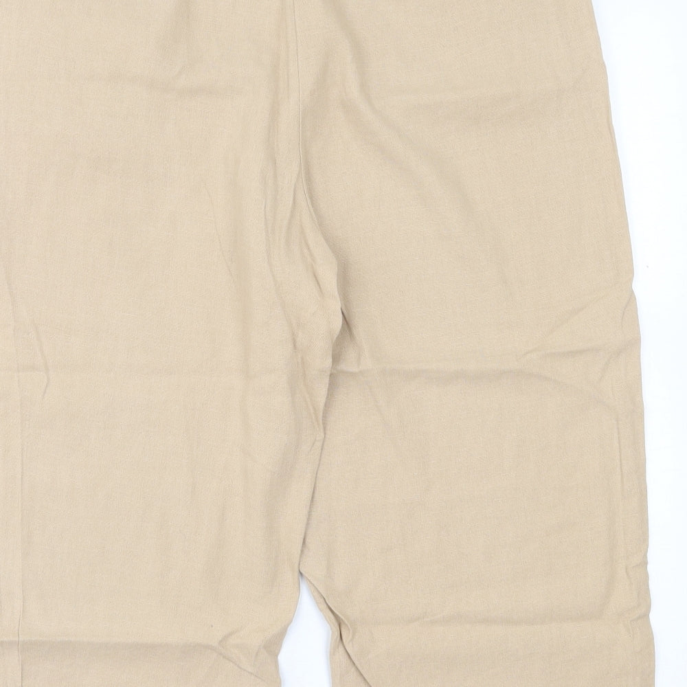 TU Womens Beige Linen Cropped Trousers Size 14 L20 in Regular Button