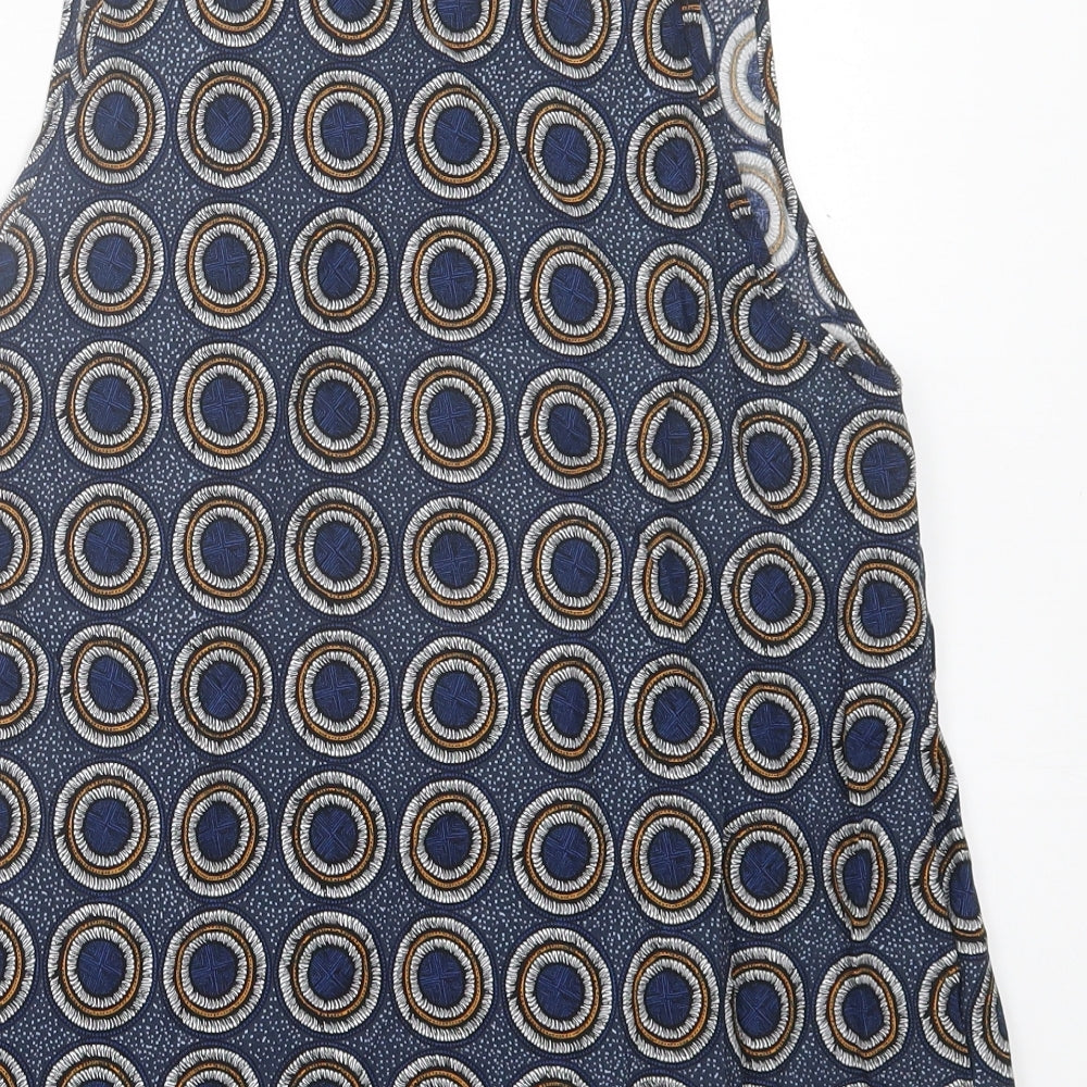 H&M Womens Blue Geometric Viscose Basic Tank Size 10 Scoop Neck