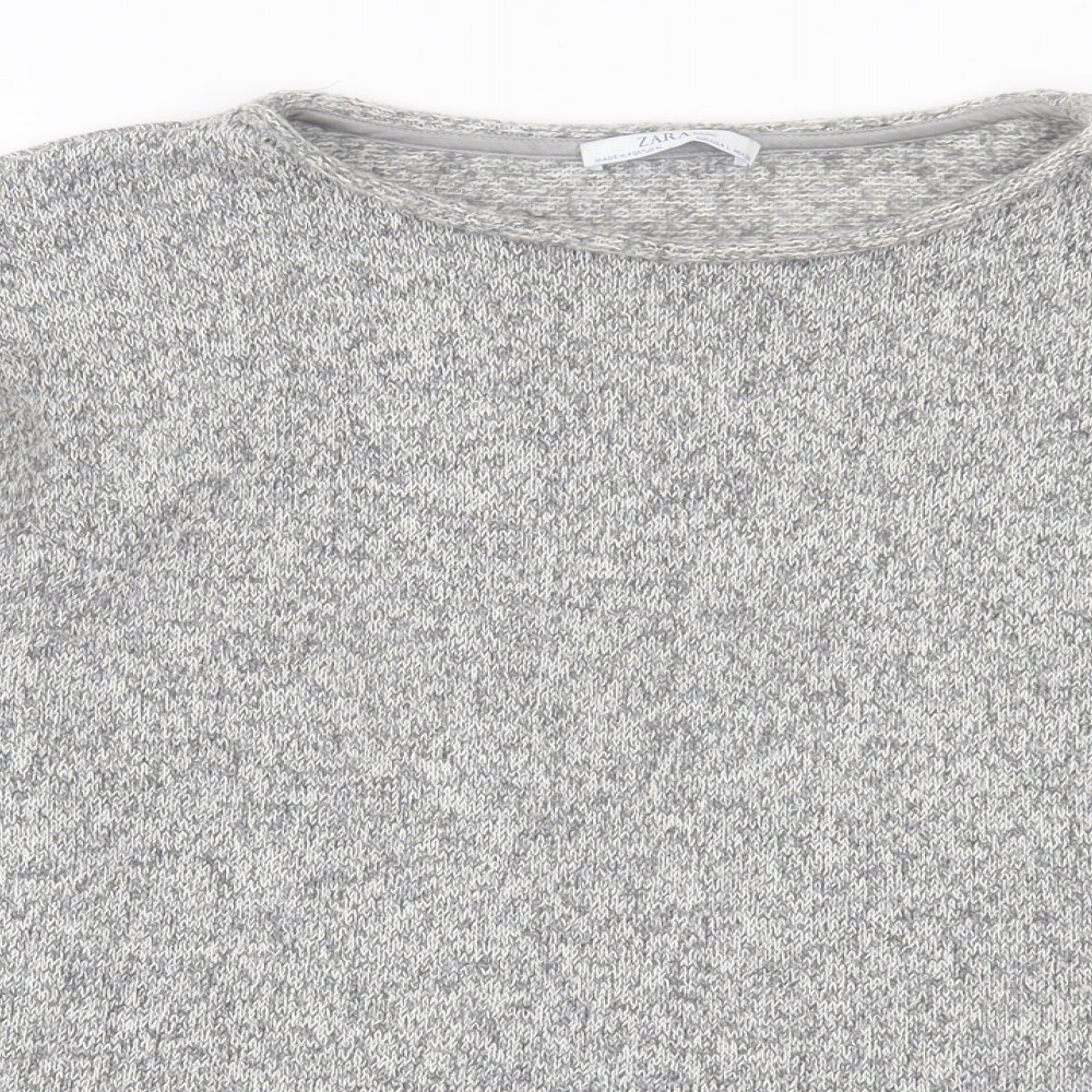 Zara Womens Grey Crew Neck Polyester Pullover Jumper Size L