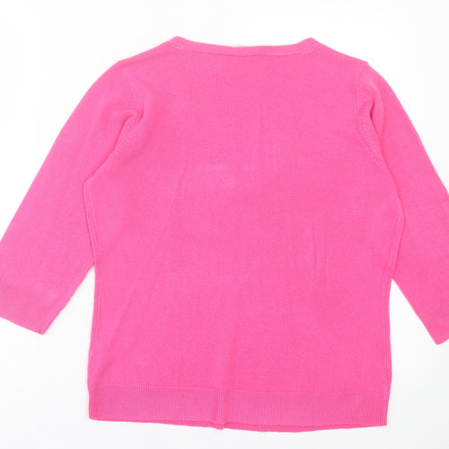 BHS Womens Pink V-Neck Acrylic Pullover Jumper Size 16