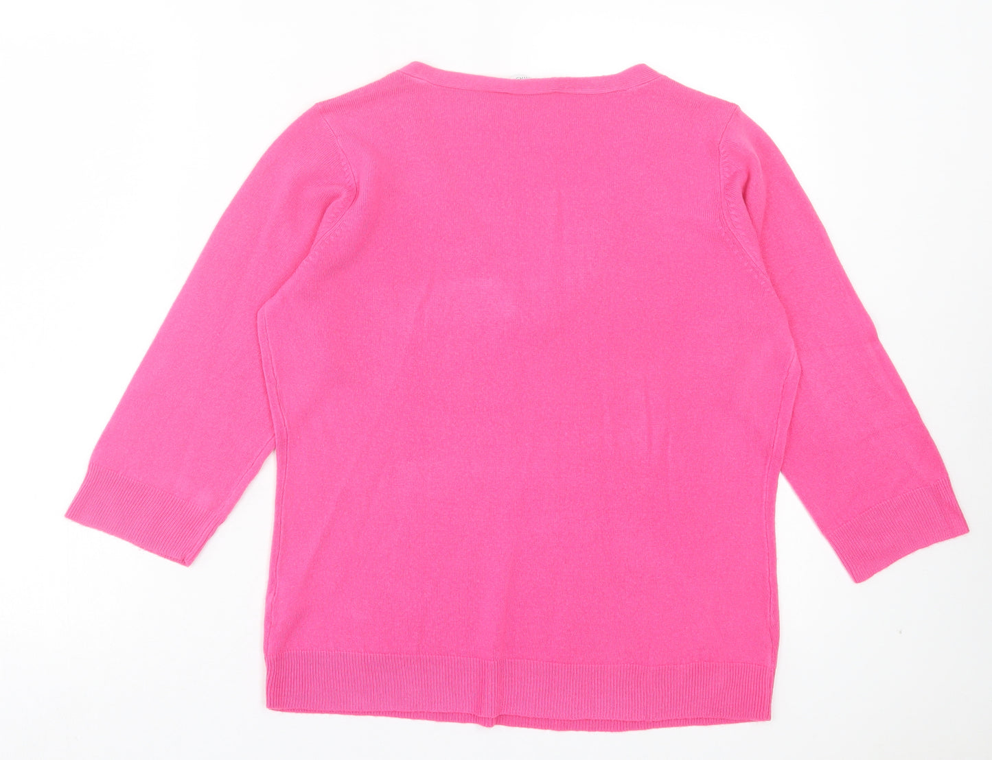 BHS Womens Pink V-Neck Acrylic Pullover Jumper Size 16