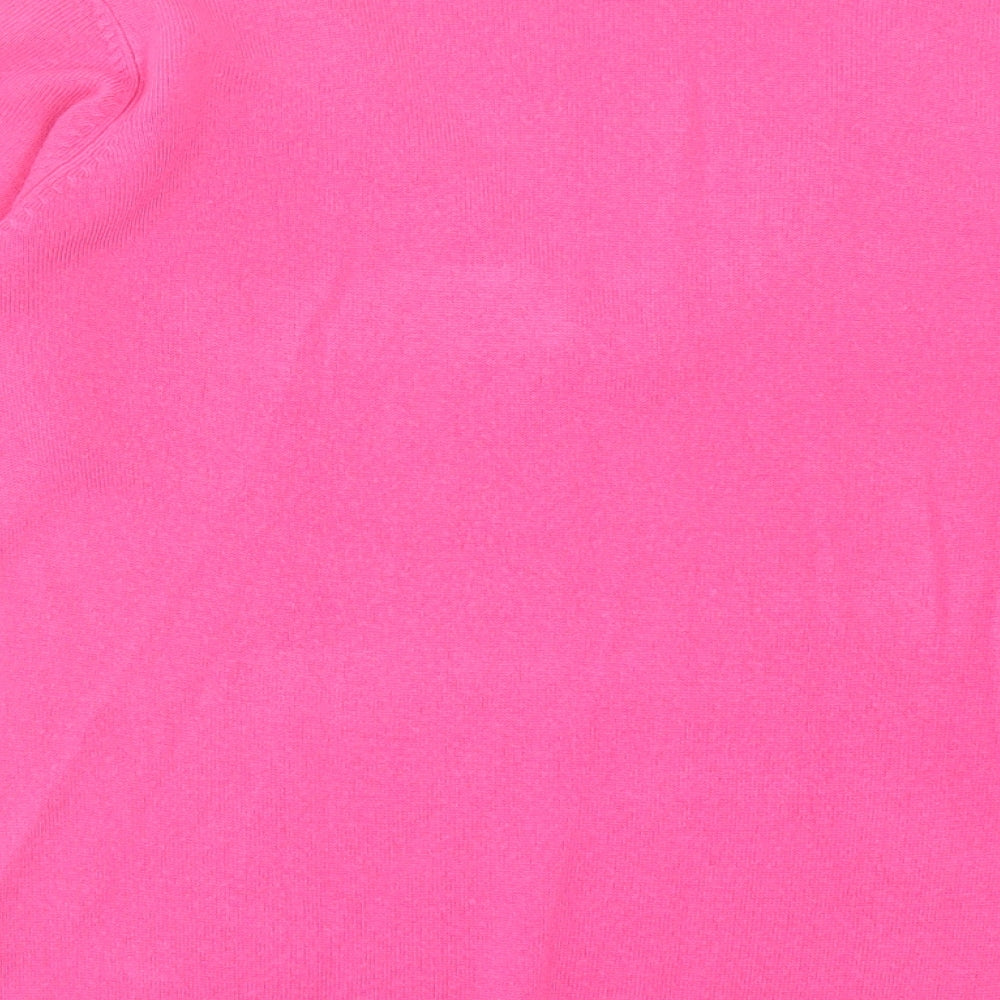 BHS Womens Pink V-Neck Acrylic Pullover Jumper Size 16