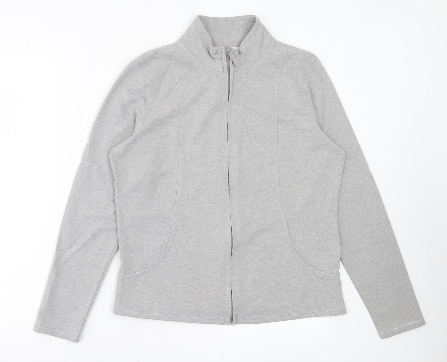 Marks and Spencer Womens Grey Cotton Full Zip Sweatshirt Size 14 Zip