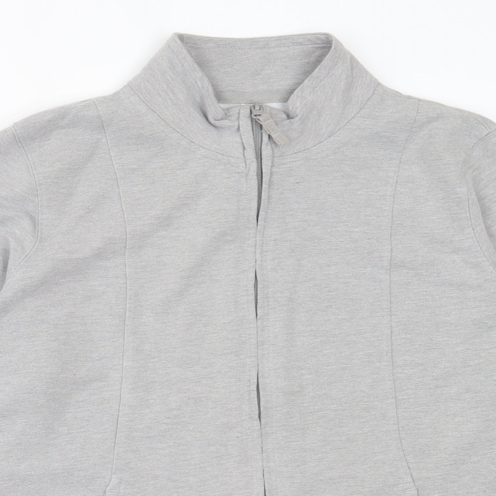 Marks and Spencer Womens Grey Cotton Full Zip Sweatshirt Size 14 Zip