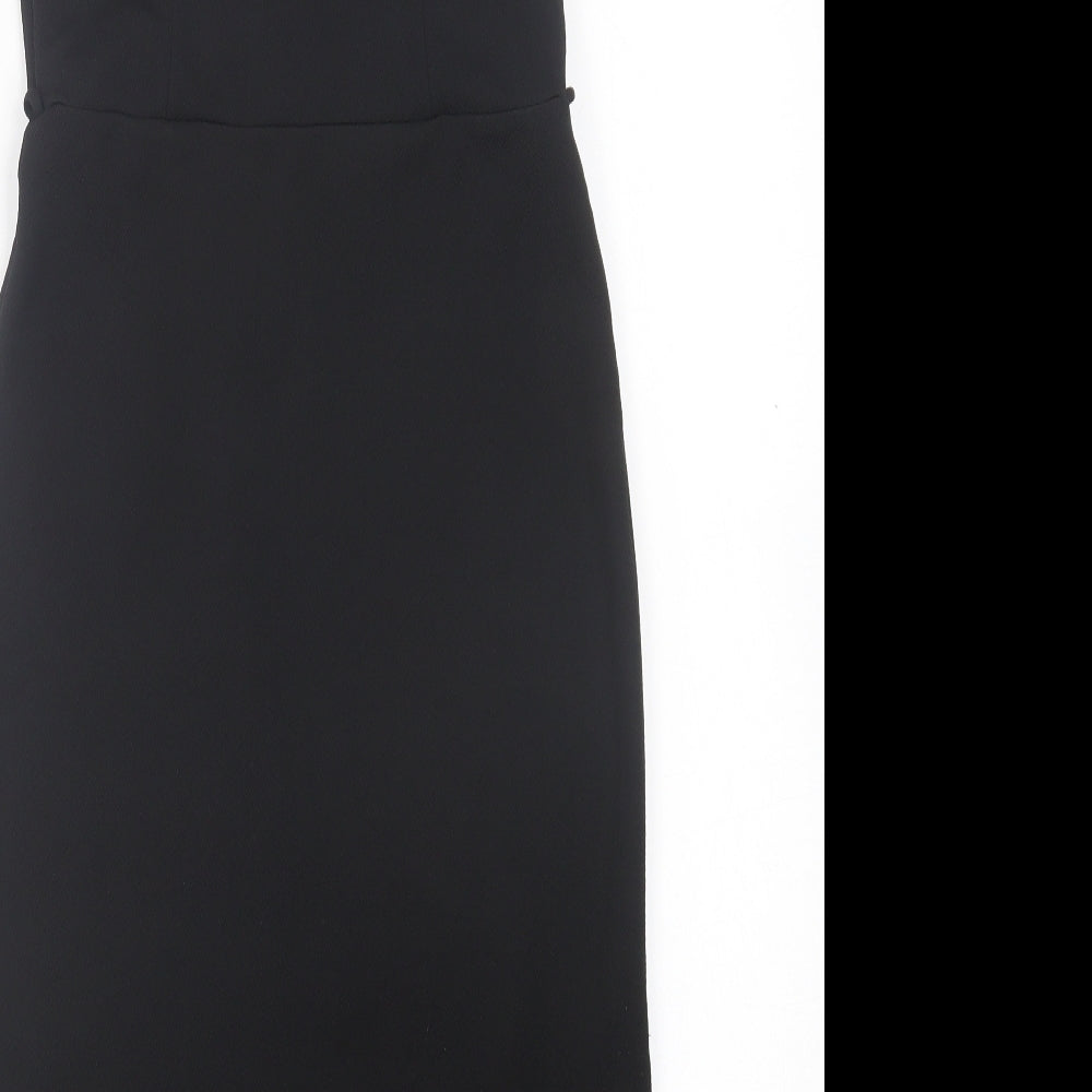 Miss Selfridge Womens Black Polyester Sheath Size 8 V-Neck Pullover - Cold Shoulder