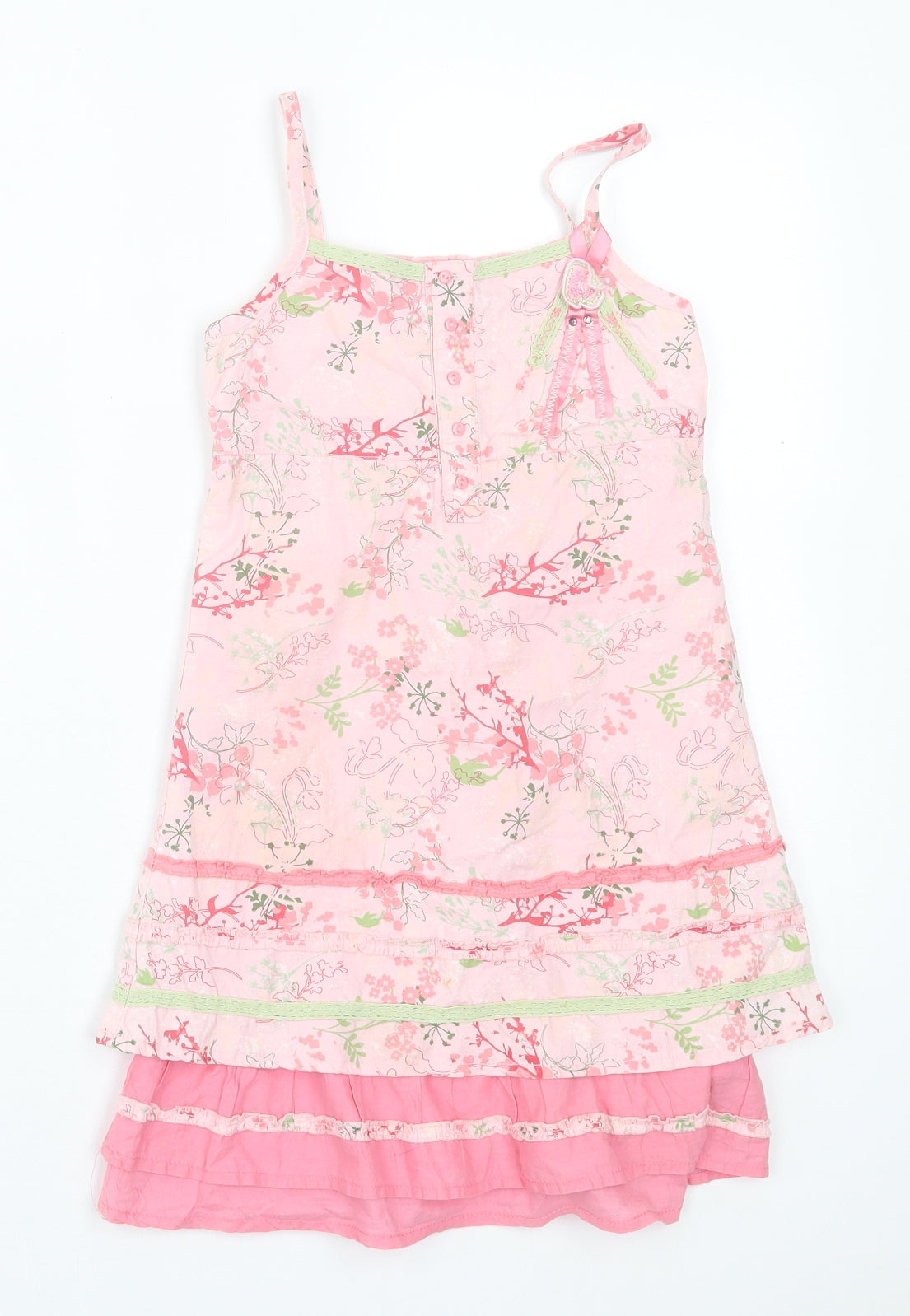 Krickets Elite Girls Pink Floral Cotton A-Line Size 4-5 Years Square Neck Pullover