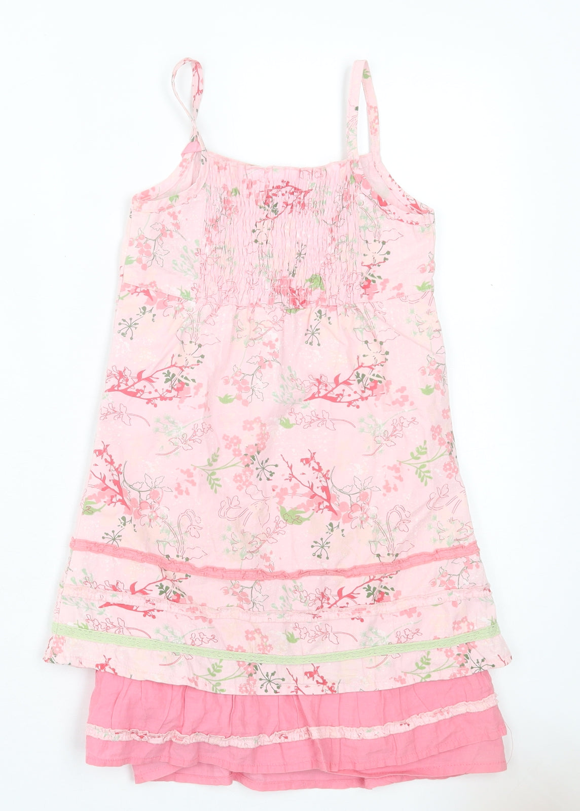 Krickets Elite Girls Pink Floral Cotton A-Line Size 4-5 Years Square Neck Pullover