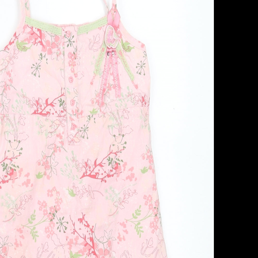 Krickets Elite Girls Pink Floral Cotton A-Line Size 4-5 Years Square Neck Pullover