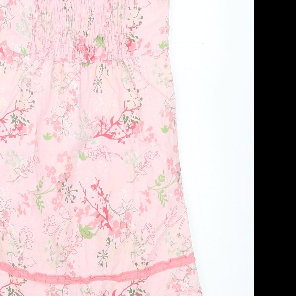 Krickets Elite Girls Pink Floral Cotton A-Line Size 4-5 Years Square Neck Pullover