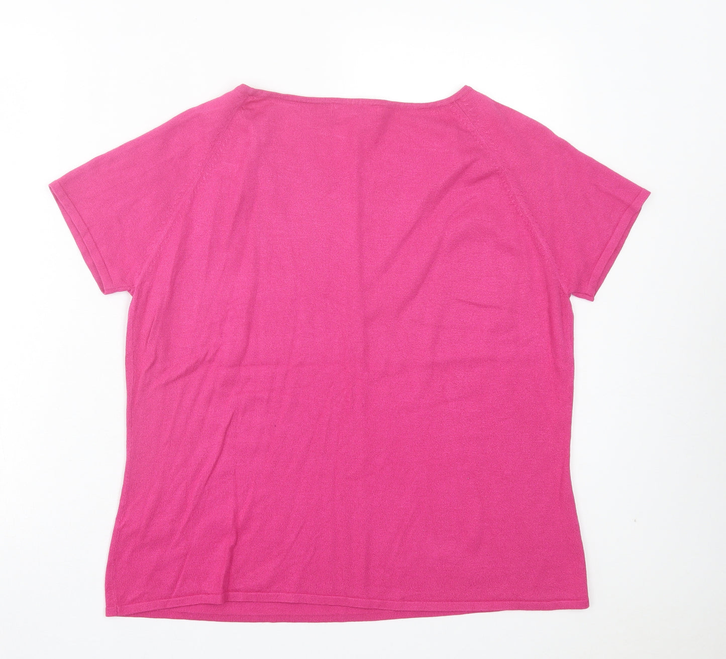 Marks and Spencer Womens Pink Viscose Basic T-Shirt Size 20 Crew Neck